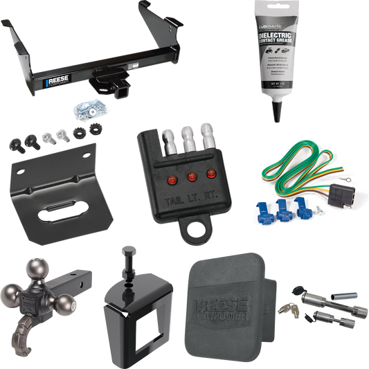 Fits 2011-2023 RAM 2500 Trailer Hitch Tow PKG w/ 4-Flat Wiring Harness + Triple Ball Ball Mount 1-7/8" & 2" & 2-5/16" Trailer Balls w/ Tow Hook + Dual Hitch & Coupler Locks + Hitch Cover + Wiring Bracket + Wiring Tester + Electric Grease + Anti Rattl