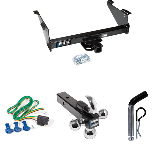 Fits 2003-2003 Dodge Ram 1500 Trailer Hitch Tow PKG w/ 4-Flat Wiring Harness + Triple Ball Ball Mount 1-7/8" & 2" & 2-5/16" Trailer Balls w/ Tow Hook + Pin/Clip (For (Built After 11/2002) Models) By Reese Towpower