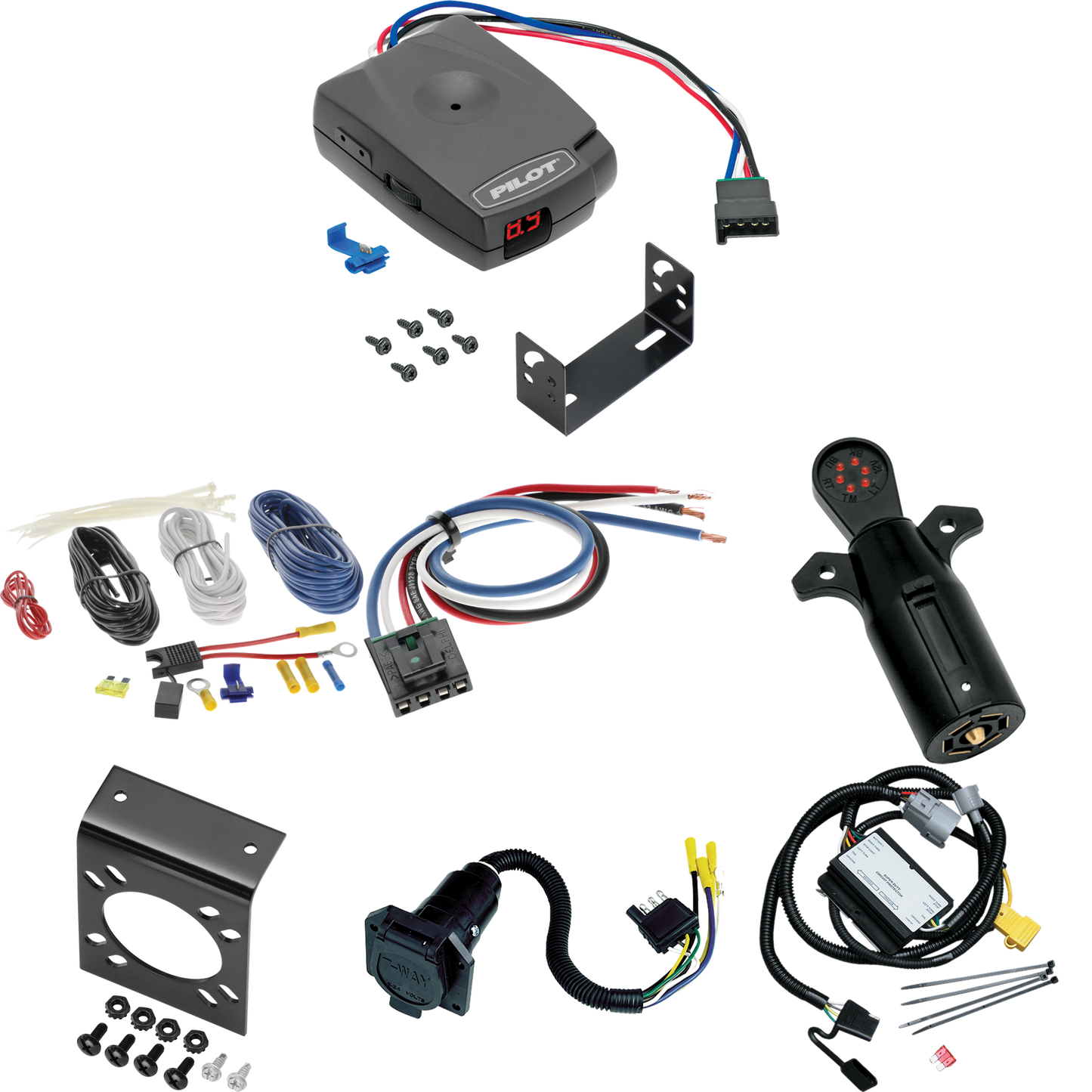 Fits 2001-2002 Toyota Tundra 7-Way RV Wiring + Pro Series Pilot Brake Control + Generic BC Wiring Adapter + 7-Way Tester By Tekonsha