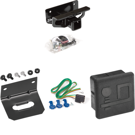 Fits 2003-2003 Dodge Ram 1500 Trailer Hitch Tow PKG w/ 4-Flat Wiring Harness + Wiring Bracket + Hitch Cover (For (Built After 11/2002) Models) By Draw-Tite