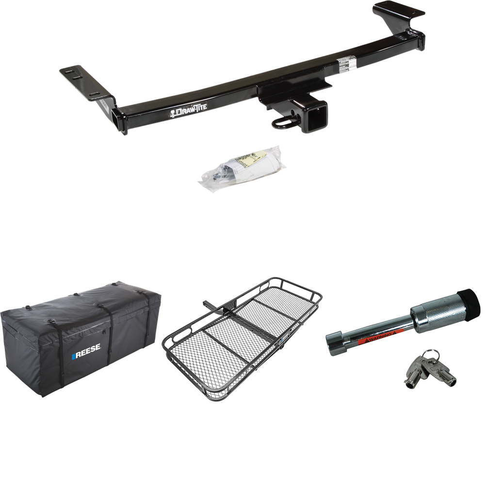 Fits 2009-2014 Nissan Murano Trailer Hitch Tow PKG w/ 60" x 24" Cargo Carrier + Cargo Bag + Hitch Lock (Excludes: w/Aero Kit & CrossCabriolet Models) By Draw-Tite