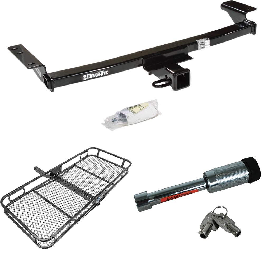 Fits 2009-2014 Nissan Murano Trailer Hitch Tow PKG w/ 60" x 24" Cargo Carrier + Hitch Lock (Excludes: w/Aero Kit & CrossCabriolet Models) By Draw-Tite