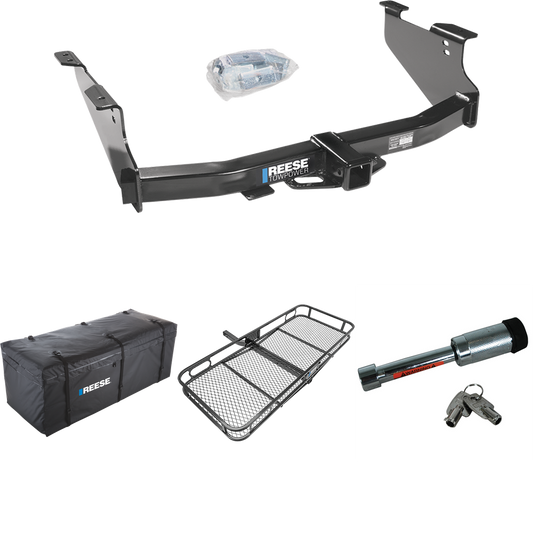 Fits 2003-2009 Dodge Ram 2500 Trailer Hitch Tow PKG w/ 60" x 24" Cargo Carrier + Cargo Bag + Hitch Lock By Reese Towpower