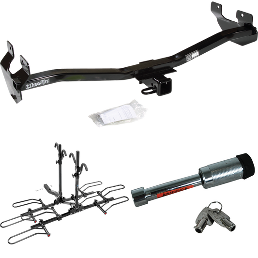 Fits 2006-2010 Hummer H3 Trailer Hitch Tow PKG w/ 4 Bike Plaform Style Carrier Rack + Hitch Lock By Draw-Tite