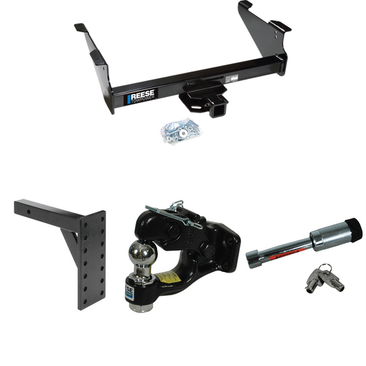 Fits 2003-2010 Dodge Ram 3500 Trailer Hitch Tow PKG w/ 7 Hole Pintle Hook Mounting Plate + Pintle Hook & 1-7/8" Ball Combination + Hitch Lock By Reese Towpower