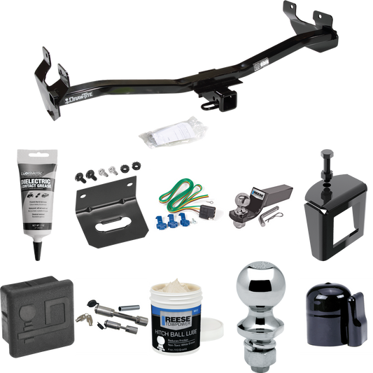 Fits 2006-2010 Hummer H3 Trailer Hitch Tow PKG w/ 4-Flat Wiring + Starter Kit Ball Mount w/ 2" Drop & 2" Ball + 1-7/8" Ball + Wiring Bracket + Dual Hitch & Coupler Locks + Hitch Cover + Wiring Tester + Ball Lube +Electric Grease + Ball Wrench + Anti