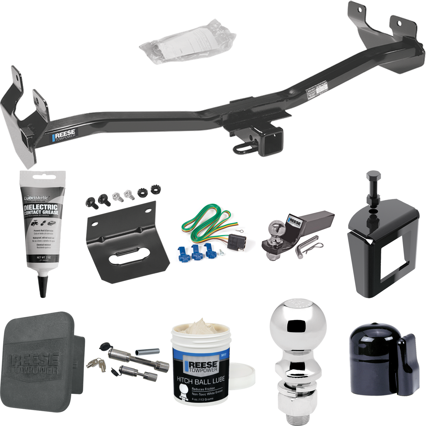 Fits 2006-2010 Hummer H3 Trailer Hitch Tow PKG w/ 4-Flat Wiring + Starter Kit Ball Mount w/ 2" Drop & 2" Ball + 2-5/16" Ball + Wiring Bracket + Dual Hitch & Coupler Locks + Hitch Cover + Wiring Tester + Ball Lube +Electric Grease + Ball Wrench + Anti