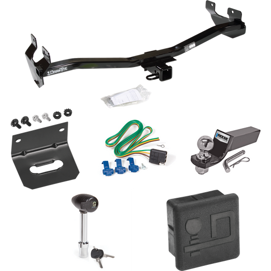 Se adapta al paquete de enganche de remolque Hummer H3 2006-2010 con cableado plano de 4 + kit de montaje de bola de inicio con caída de 2" y bola de 2" + soporte de cableado + bloqueo de enganche + cubierta de enganche de Draw-Tite