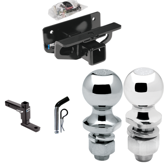 Fits 2006-2010 Dodge Ram 1500 Trailer Hitch Tow PKG w/ Adjustable Drop Rise Ball Mount + Pin/Clip + 2" Ball + 1-7/8" Ball By Reese Towpower