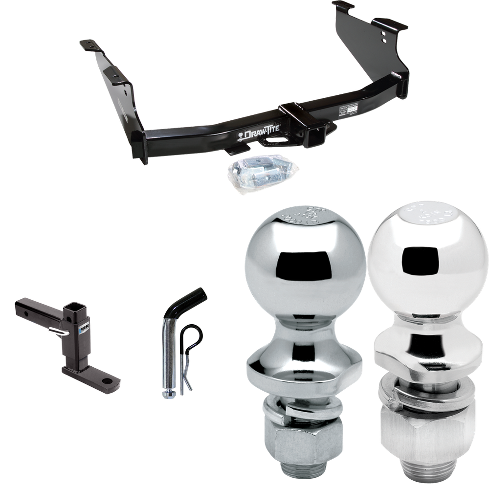 Fits 2003-2009 Dodge Ram 3500 Trailer Hitch Tow PKG w/ Adjustable Drop Rise Ball Mount + Pin/Clip + 2" Ball + 1-7/8" Ball By Draw-Tite