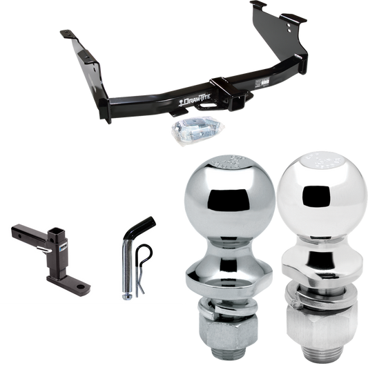 Fits 2003-2009 Dodge Ram 3500 Trailer Hitch Tow PKG w/ Adjustable Drop Rise Ball Mount + Pin/Clip + 2" Ball + 1-7/8" Ball By Draw-Tite