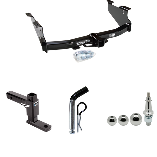 Fits 2003-2009 Dodge Ram 3500 Trailer Hitch Tow PKG w/ Adjustable Drop Rise Ball Mount + Pin/Clip + Inerchangeable 1-7/8" & 2" & 2-5/16" Balls By Draw-Tite