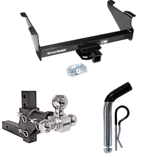 Fits 2011-2023 RAM 3500 Trailer Hitch Tow PKG w/ Adjustable Drop Rise Triple Ball Ball Mount 1-7/8" & 2" & 2-5/16" Trailer Balls + Pin/Clip By Draw-Tite