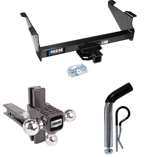 Fits 2003-2010 Dodge Ram 2500 Trailer Hitch Tow PKG w/ Adjustable Drop Rise Triple Ball Ball Mount 1-7/8" & 2" & 2-5/16" Trailer Balls + Pin/Clip By Reese Towpower