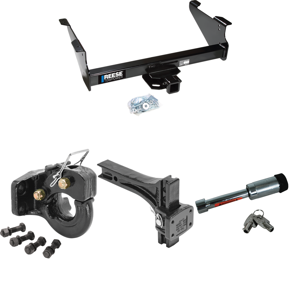 Fits 2011-2023 RAM 3500 Trailer Hitch Tow PKG w/ Adjustable Pintle Hook Mounting Plate + 10K Pintle Hook + Hitch Lock By Reese Towpower