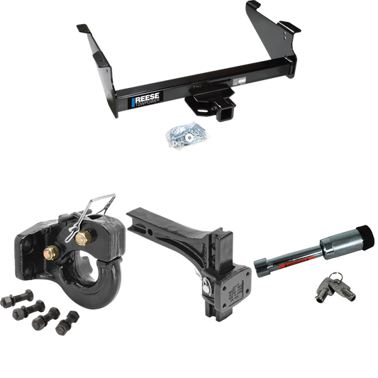 Fits 2011-2023 RAM 3500 Trailer Hitch Tow PKG w/ Adjustable Pintle Hook Mounting Plate + 10K Pintle Hook + Hitch Lock By Reese Towpower