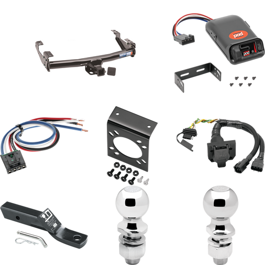 Fits 2001-2002 Toyota Tundra Trailer Hitch Tow PKG w/ Pro Series POD Brake Control + Generic BC Wiring Adapter + 7-Way RV Wiring + 2" & 2-5/16" Ball & Drop Mount (For w/Factory 7-Way Models) By Reese Towpower