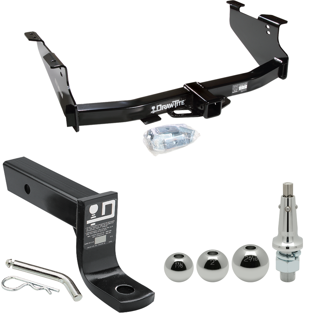 Fits 2006-2008 Dodge Ram 1500 Trailer Hitch Tow PKG w/ Ball Mount w/ 4" Drop + Interchangeable Ball 1-7/8" & 2" & 2-5/16" By Draw-Tite