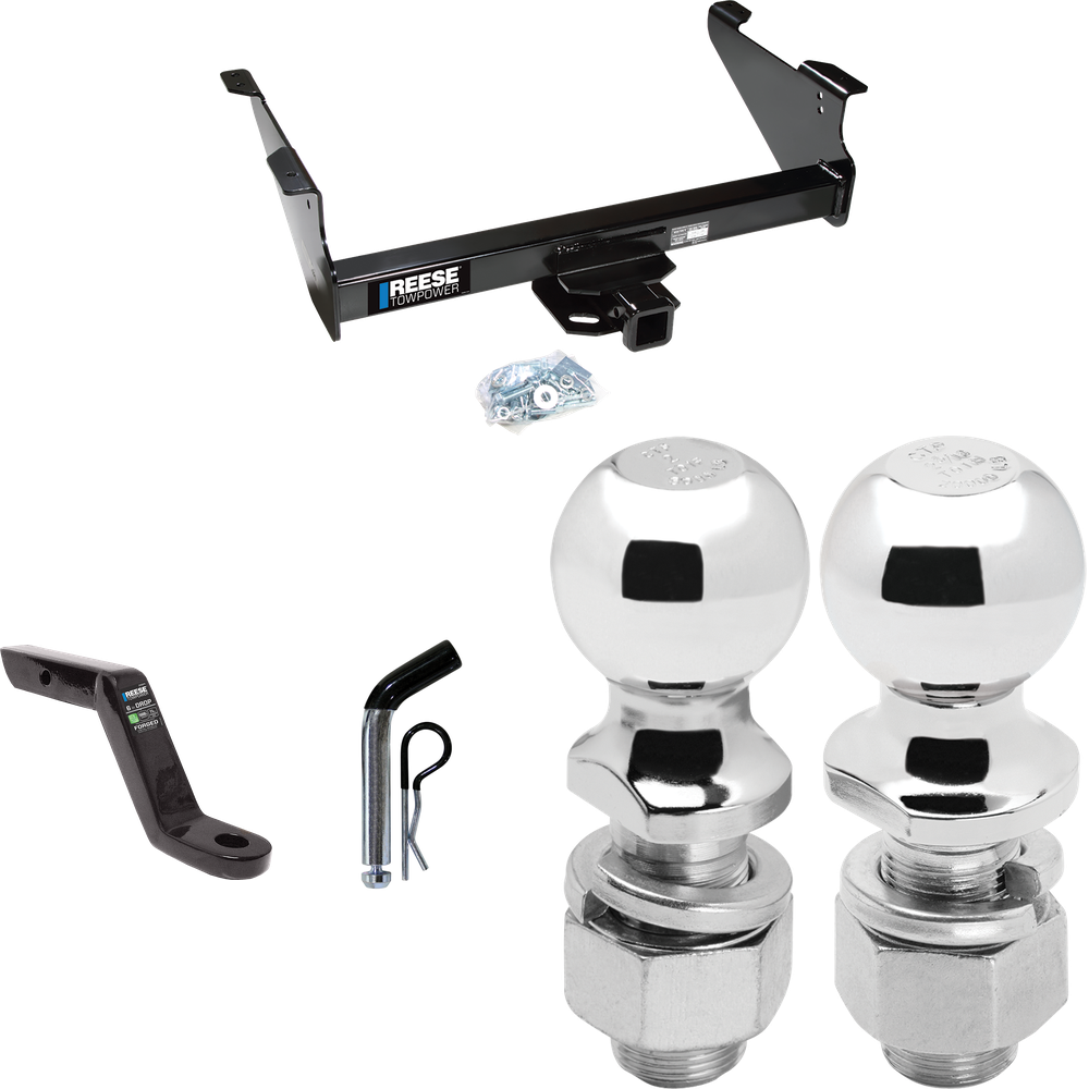 Fits 2011-2023 RAM 3500 Trailer Hitch Tow PKG w/ Ball Mount w/ 6" Drop + Pin/Clip + 2" Ball + 2-5/16" Ball By Reese Towpower