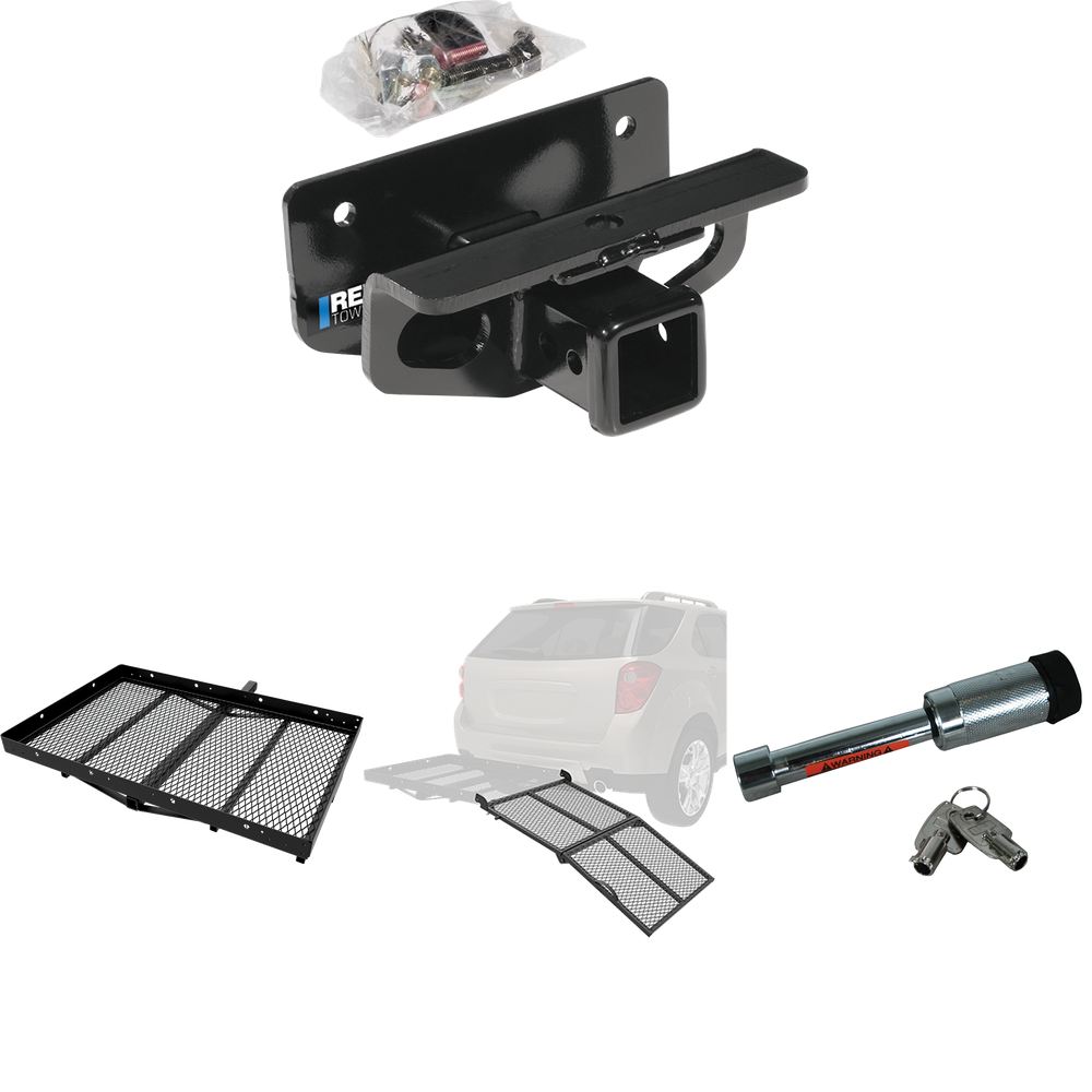 Fits 2004-2005 Dodge Ram 1500 Trailer Hitch Tow PKG w/ Cargo Carrier + Bi-Fold Ramp + Hitch Lock (Excludes: Daytona/Hemi Sport Quad Cab/Ram Rumble Bee/SRT-10 Models) By Reese Towpower