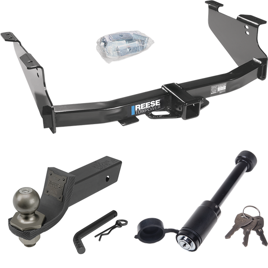 Fits 2003-2009 Dodge Ram 3500 Trailer Hitch Tow PKG + Interlock Tactical Starter Kit w/ 2" Drop & 2" Ball + Tactical Dogbone Lock By Reese Towpower