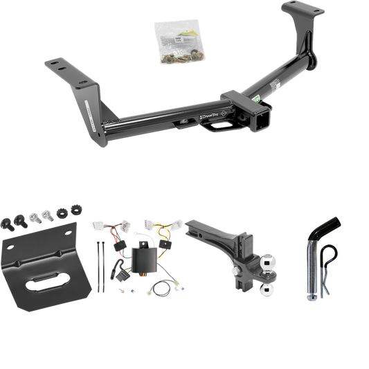 Fits 2015-2023 Nissan Murano Trailer Hitch Tow PKG w/ 4-Flat Wiring Harness + Dual Adjustable Drop Rise Ball Ball Mount 2" & 2-5/16" Trailer Balls + Pin/Clip + Wiring Bracket By Draw-Tite