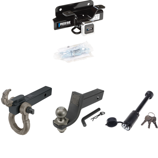 Fits 2003-2009 Dodge Ram 2500 Trailer Hitch Tow PKG + Interlock Tactical Starter Kit w/ 3-1/4" Drop & 2" Ball + Tactical Hook & Shackle Mount + Tactical Dogbone Lock By Reese Towpower