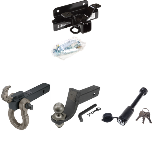 Fits 2004-2005 Dodge Ram 1500 Trailer Hitch Tow PKG + Interlock Tactical Starter Kit w/ 3-1/4" Drop & 2" Ball + Tactical Hook & Shackle Mount + Tactical Dogbone Lock (Excludes: Daytona/Hemi Sport Quad Cab/Ram Rumble Bee/SRT-10 Models) By Draw-Tite