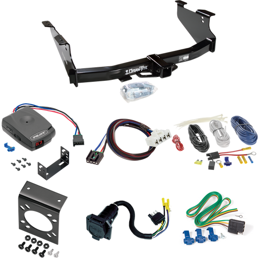 Fits 2003-2009 Dodge Ram 2500 Trailer Hitch Tow PKG w/ Pro Series Pilot Brake Control + Plug & Play BC Adapter + 7-Way RV Wiring By Draw-Tite