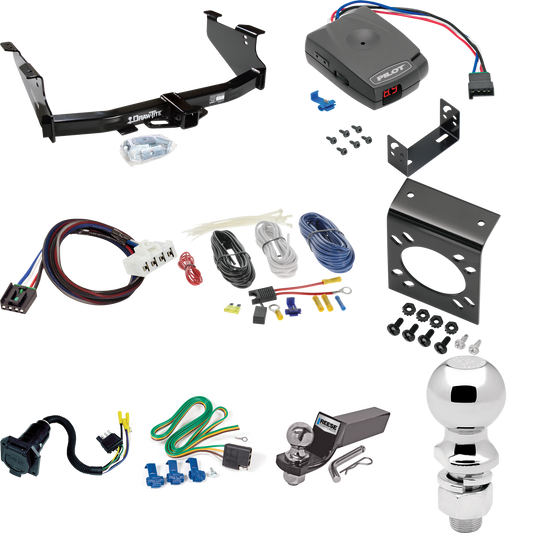 Fits 2004-2005 Dodge Ram 1500 Trailer Hitch Tow PKG w/ Pro Series Pilot Brake Control + Plug & Play BC Adapter + 7-Way RV Wiring + 2" & 2-5/16" Ball & Drop Mount (Excludes: Daytona/Hemi Sport Quad Cab/Ram Rumble Bee/SRT-10 Models) By Draw-Tite