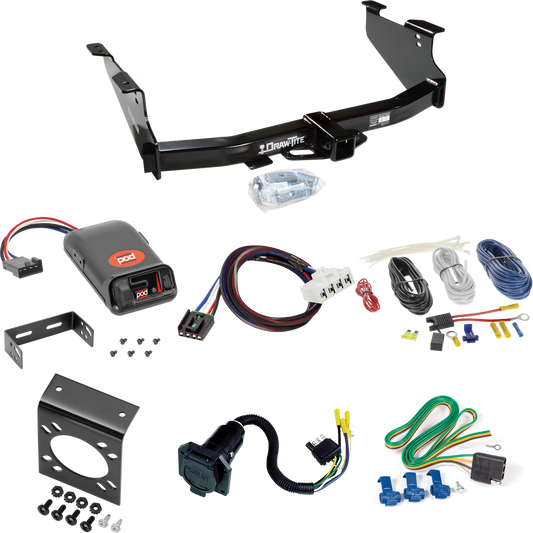 Fits 2003-2009 Dodge Ram 2500 Trailer Hitch Tow PKG w/ Pro Series POD Brake Control + Plug & Play BC Adapter + 7-Way RV Wiring By Draw-Tite