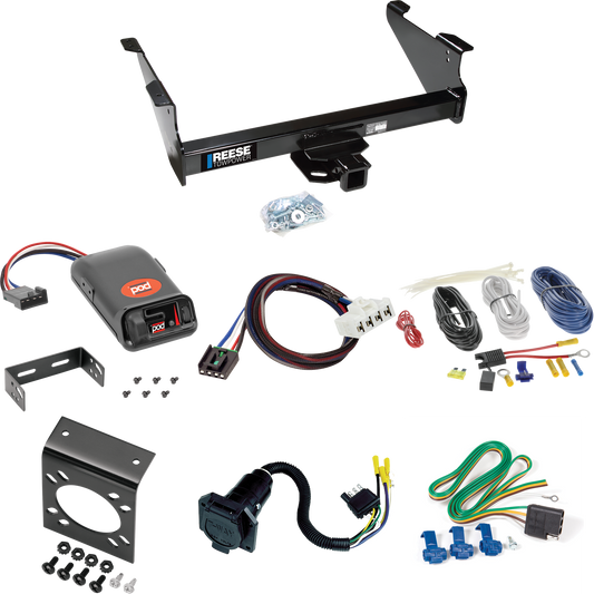 Fits 2003-2003 Dodge Ram 1500 Trailer Hitch Tow PKG w/ Pro Series POD Brake Control + Plug & Play BC Adapter + 7-Way RV Wiring (For (Built After 11/2002) Models) By Reese Towpower