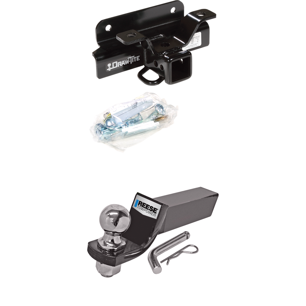 Fits 2004-2005 Dodge Ram 1500 Trailer Hitch Tow PKG w/ Starter Kit Ball Mount w/ 2" Drop & 2" Ball (Excludes: Daytona/Hemi Sport Quad Cab/Ram Rumble Bee/SRT-10 Models) By Draw-Tite