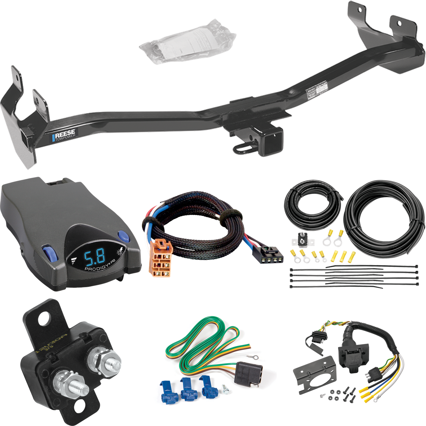 Fits 2006-2007 Hummer H3 Trailer Hitch Tow PKG w/ Tekonsha Prodigy P2 Brake Control + Plug & Play BC Adapter + 7-Way RV Wiring By Reese Towpower