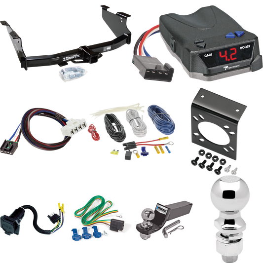 Se adapta al paquete de enganche de remolque Dodge Ram 3500 2003-2009 con control de freno Tekonsha BRAKE-EVN + adaptador BC Plug &amp; Play + cableado RV de 7 vías + soporte de bola y caída de 2" y 2-5/16" de Draw-Tite