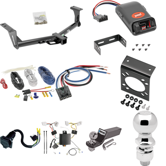 Se adapta al paquete de enganche de remolque Nissan Murano 2015-2023 con control de freno POD serie Pro + adaptador de cableado BC genérico + cableado RV de 7 vías + soporte de bola y caída de 2" y 2-5/16" de Draw-Tite