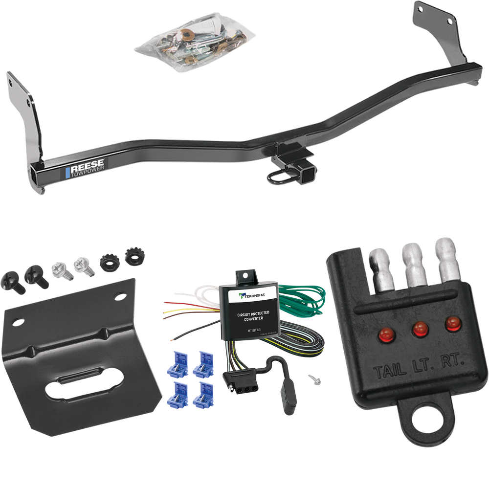 Fits 2006-2011 KIA Rio5 Trailer Hitch Tow PKG w/ 4-Flat Wiring Harness + Bracket + Tester (For Hatchback Models) By Reese Towpower