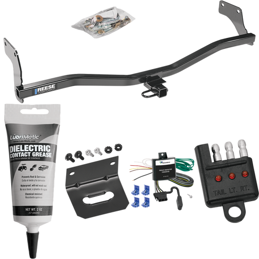 Se adapta al paquete de remolque de enganche de remolque Hyundai Accent 2007-2011 con arnés de cableado plano de 4 + soporte + probador + grasa de contacto eléctrica (para modelos Hatchback) de Reese Towpower