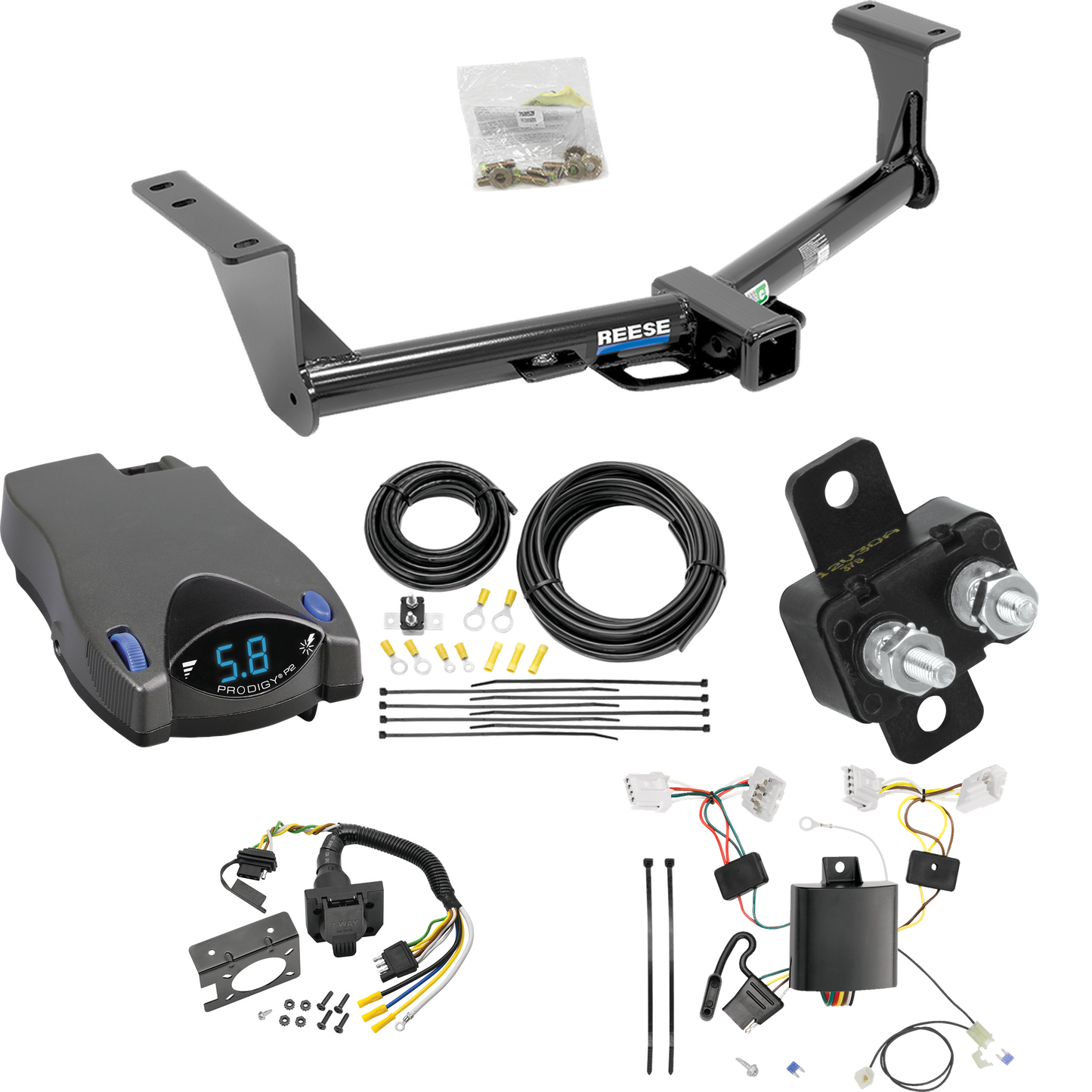 Fits 2015-2023 Nissan Murano Trailer Hitch Tow PKG w/ Tekonsha Prodigy P2 Brake Control + 7-Way RV Wiring By Reese Towpower