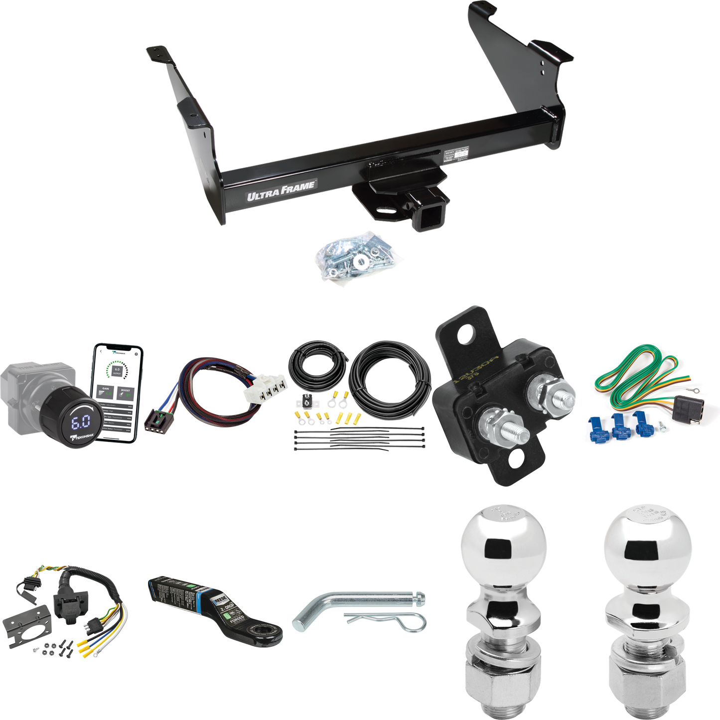 Fits 2003-2003 Dodge Ram 1500 Trailer Hitch Tow PKG w/ Tekonsha Prodigy iD Bluetooth Wireless Brake Control + Plug & Play BC Adapter + 7-Way RV Wiring + 2" & 2-5/16" Ball & Drop Mount (For (Built After 11/2002) Models) By Draw-Tite