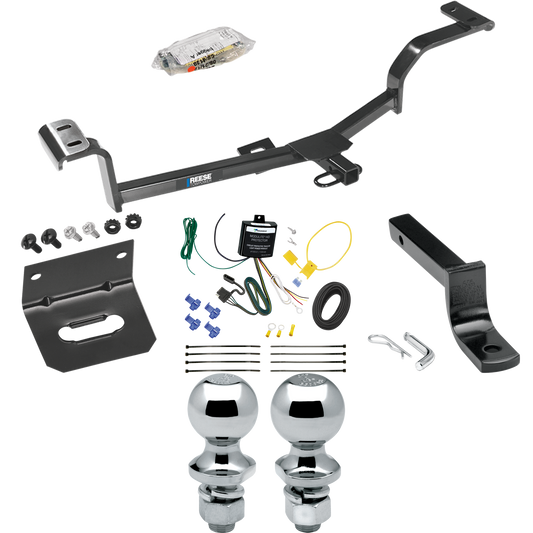 Fits 2012-2017 KIA Rio Trailer Hitch Tow PKG w/ 4-Flat Wiring Harness + Draw-Bar + 1-7/8" + 2" Ball + Wiring Bracket (For Sedan, Except S Models) By Reese Towpower