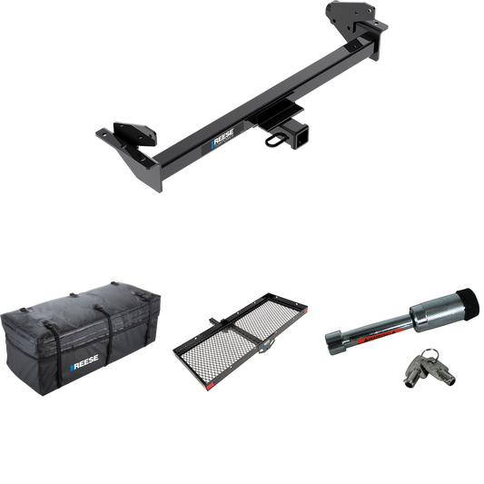 Fits 2016-2022 Nissan NP300 Navara Trailer Hitch Tow PKG w/ 48" x 20" Cargo Carrier + Cargo Bag + Hitch Lock (For International Only Models) By Reese Towpower