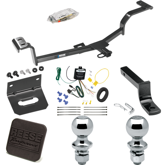 Fits 2012-2021 Hyundai Accent Trailer Hitch Tow PKG w/ 4-Flat Wiring Harness + Draw-Bar + 1-7/8" + 2" Ball + Wiring Bracket + Hitch Cover (For Sedan Models) By Reese Towpower