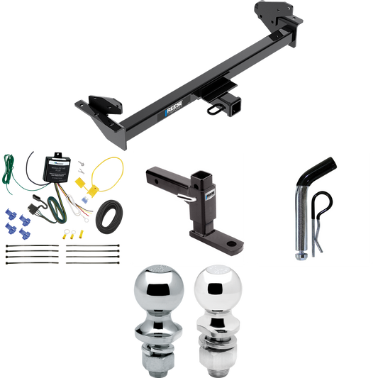 Fits 2016-2022 Nissan NP300 Navara Trailer Hitch Tow PKG w/ 4-Flat Wiring + Adjustable Drop Rise Ball Mount + Pin/Clip + 2" Ball + 1-7/8" Ball (For International Only Models) By Reese Towpower