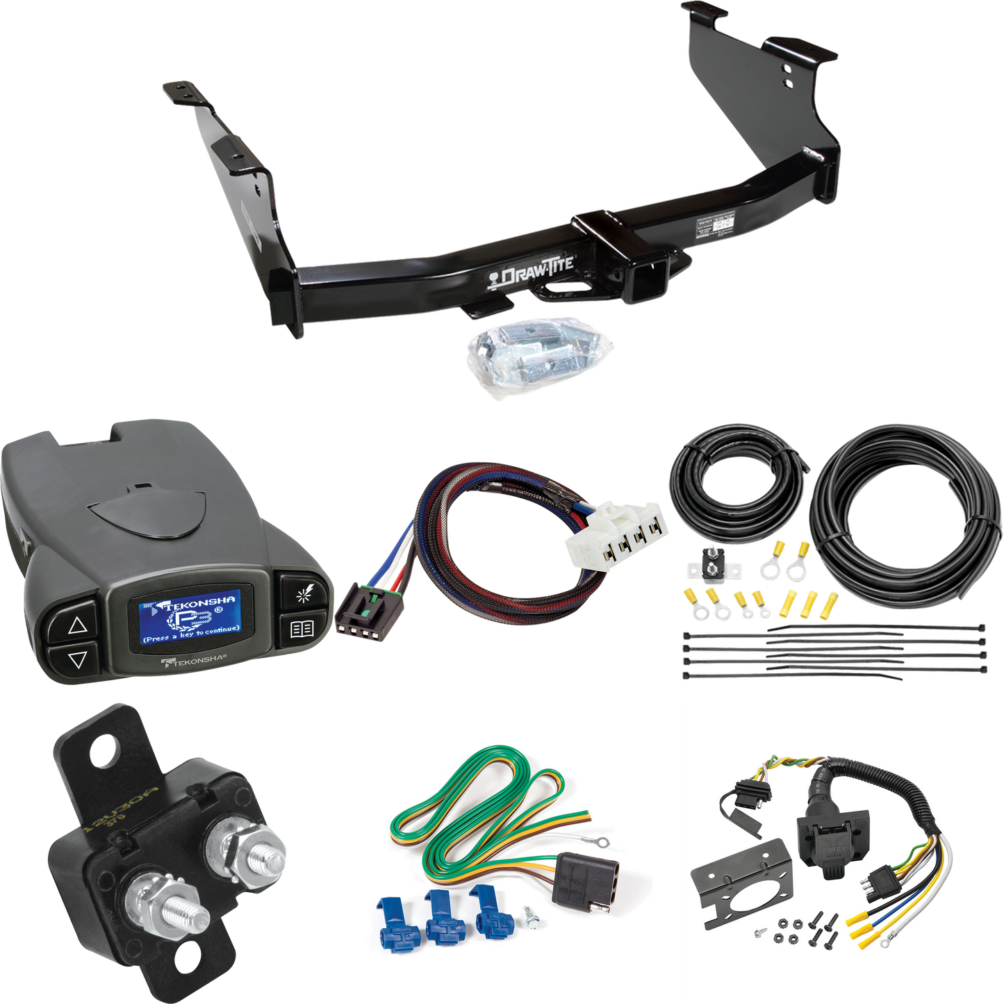 Fits 2006-2008 Dodge Ram 1500 Trailer Hitch Tow PKG w/ Tekonsha Prodigy P3 Brake Control + Plug & Play BC Adapter + 7-Way RV Wiring By Draw-Tite