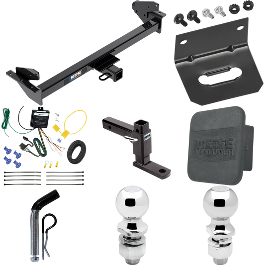 Fits 2016-2022 Nissan NP300 Navara Trailer Hitch Tow PKG w/ 4-Flat Wiring + Adjustable Drop Rise Ball Mount + Pin/Clip + 2" Ball + 2-5/16" Ball + Wiring Bracket + Hitch Cover (For International Only Models) By Reese Towpower