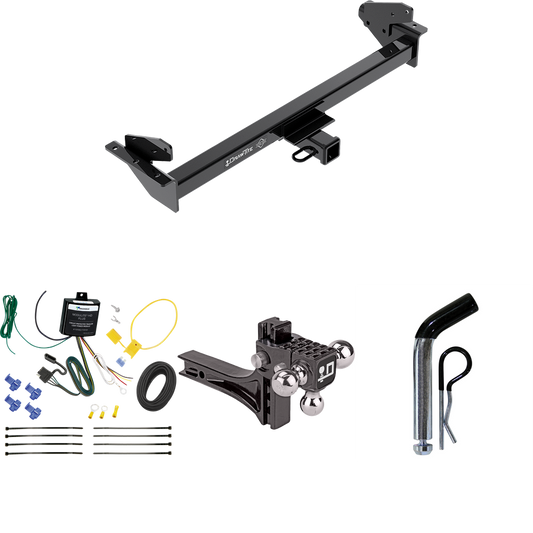 Fits 2016-2022 Nissan NP300 Navara Trailer Hitch Tow PKG w/ 4-Flat Wiring + Adjustable Drop Rise Triple Ball Ball Mount 1-7/8" & 2" & 2-5/16" Trailer Balls + Pin/Clip (For International Only Models) By Draw-Tite