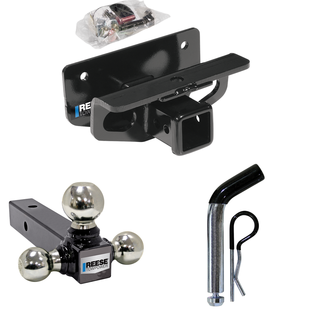 Fits 2011-2018 RAM 1500 Trailer Hitch Tow PKG w/ Triple Ball Ball Mount 1-7/8" & 2" & 2-5/16" Trailer Balls + Pin/Clip By Reese Towpower