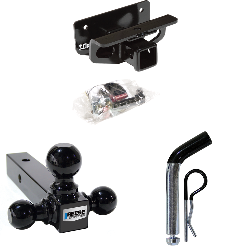 Fits 2004-2005 Dodge Ram 1500 Trailer Hitch Tow PKG w/ Triple Ball Ball Mount 1-7/8" & 2" & 2-5/16" Trailer Balls + Pin/Clip (Excludes: Daytona/Hemi Sport Quad Cab/Ram Rumble Bee/SRT-10 Models) By Draw-Tite