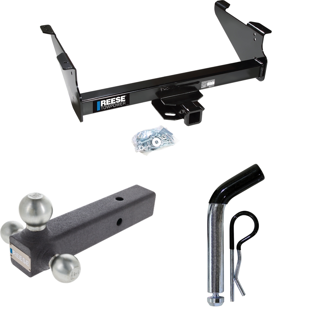 Fits 2003-2010 Dodge Ram 2500 Trailer Hitch Tow PKG w/ Triple Ball Ball Mount 1-7/8" & 2" & 2-5/16" Trailer Balls + Pin/Clip By Reese Towpower